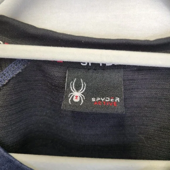 Spyder Active Men's Large Shirt Top Long Sleeve Blue Black Underarm Vent - Picture 6 of 6